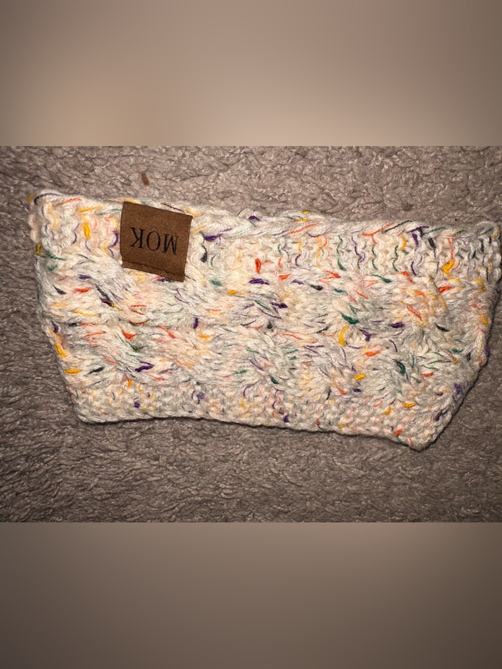 Mok Speckled Knit Headband - Cream with Multicolor Flecks